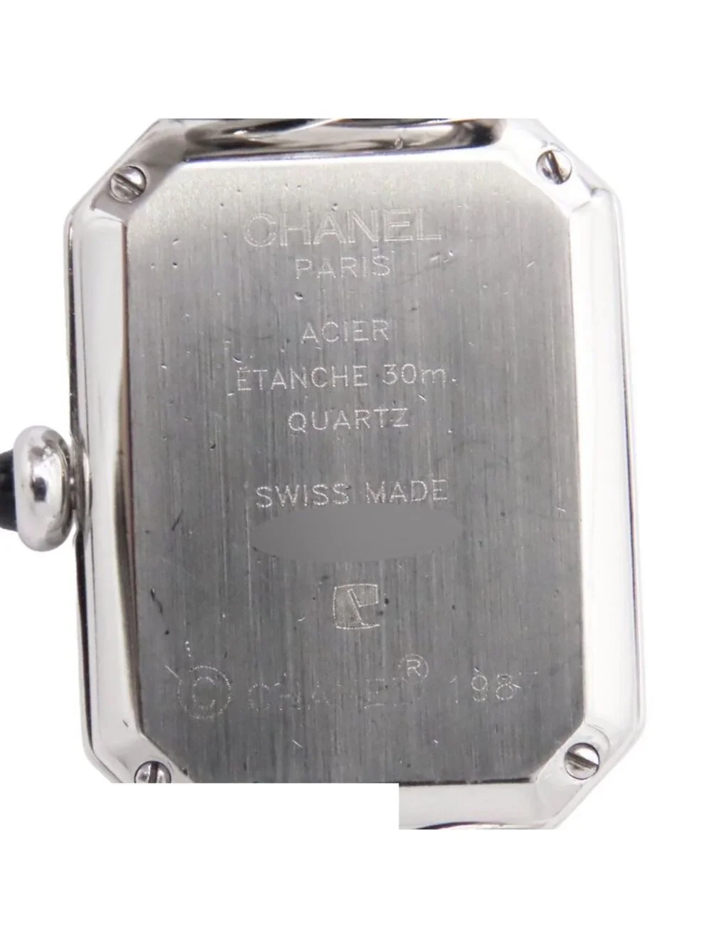 Chanel Premiere Black SS Chain L Watch Quartz Battery Powered